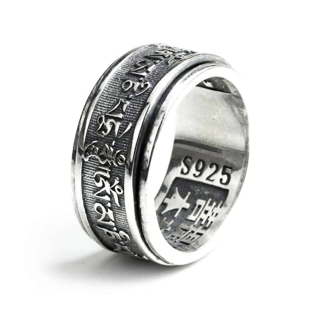 Anti-Stress-Ring Om Mani Padme Hum (Silber)