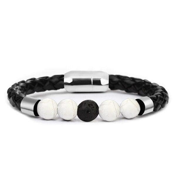 Anti-Stress-Armband  Geflochtenes Howlite-Leder