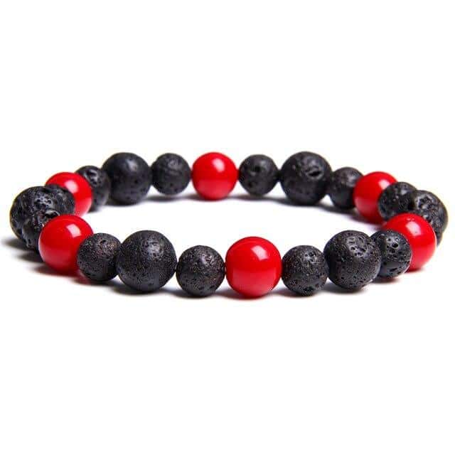 Anti-Stress-Armband  Rote Koralle Und Lavastein