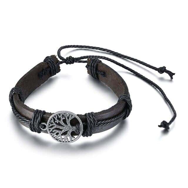 Anti-Stress-Armband Leder Lebensbaum