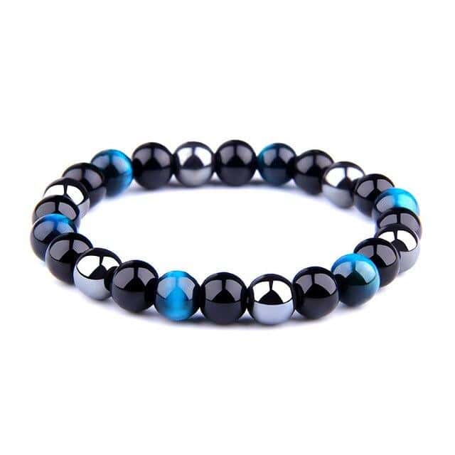 Anti-Stress-Armband  Aus Blauem Tigerauge, Schwarzem Obsidian Und Hämatit