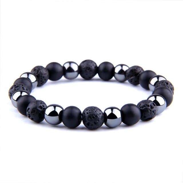 Anti-Stress-Armband  Aus Lavastein, Schwarzem Obsidian Und Hämatit