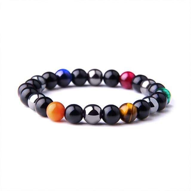 Anti-Stress-Armband  Aus Tigeraugen, Schwarzem Obsidian Und Hämatit