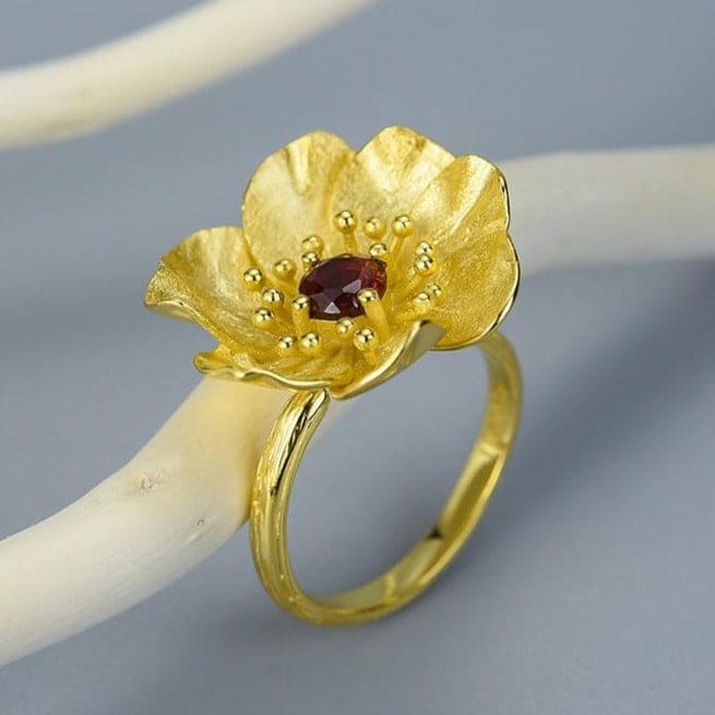 Anti-Stress-Ring  Lotusblüte Verstellbar (Silber)