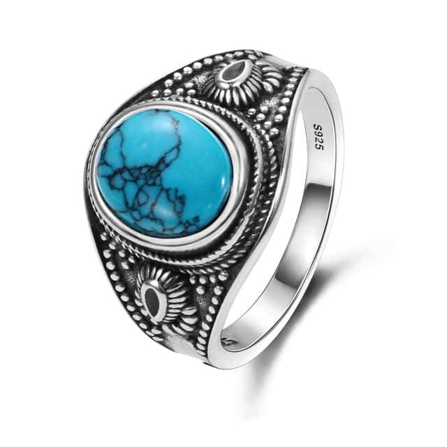 Zen-Ring  Türkisfarbenes Silber