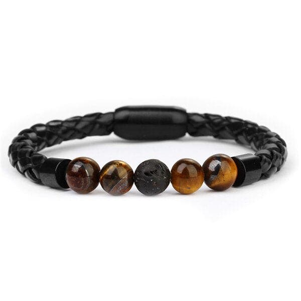 Anti-Stress-Armband  Geflochtenes Leder Tigerauge Stein