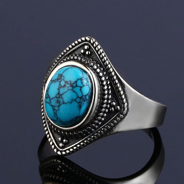 Zen-Ring  Ethnisches Türkis-Silber